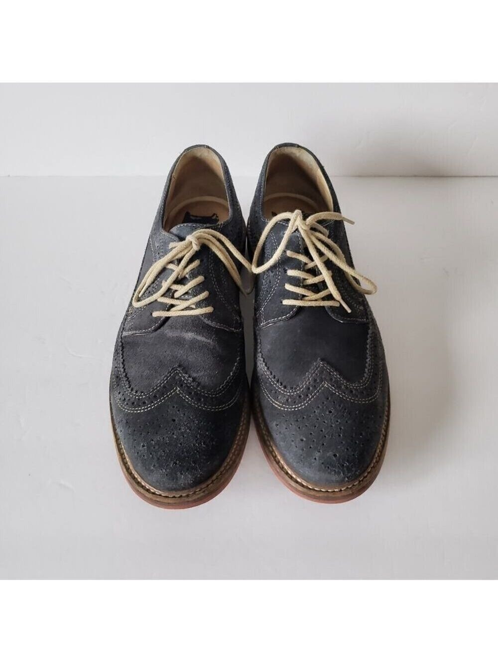 1901 Gray Suede Oxford Wingtip Shoes Size 9 - Picture 4 of 9